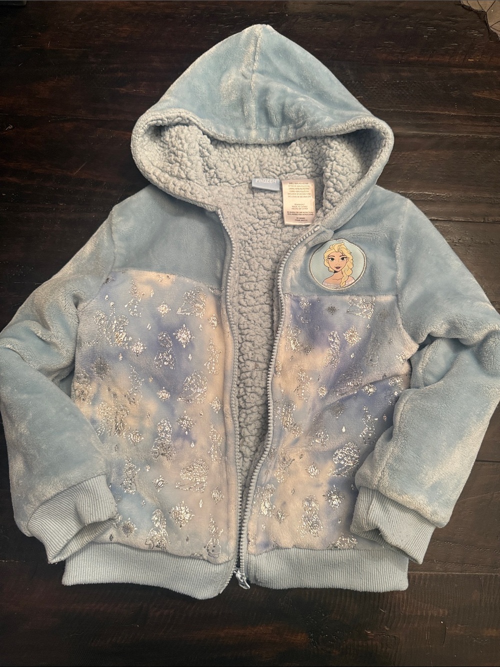 Disney Light Blue Elsa Sherpa-Lined Zip Hoodie for Kids